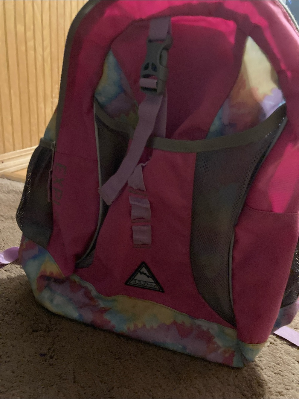 L.L. Bean Kids Pink Backpack with Rainbow Tie-Dye Trim like new tags removed